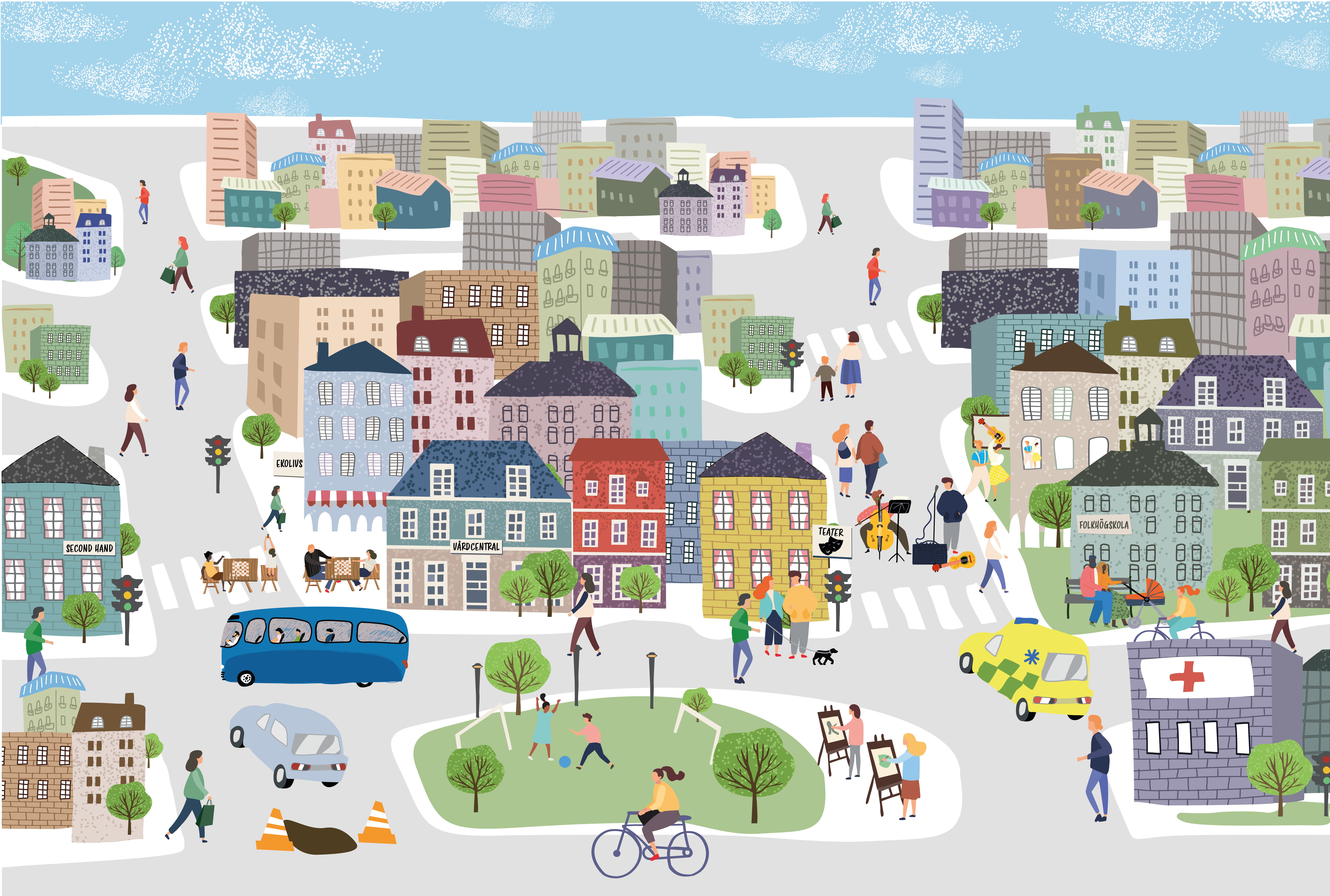 Illustrationer av samverkan mellan det offentliga och det ideella.